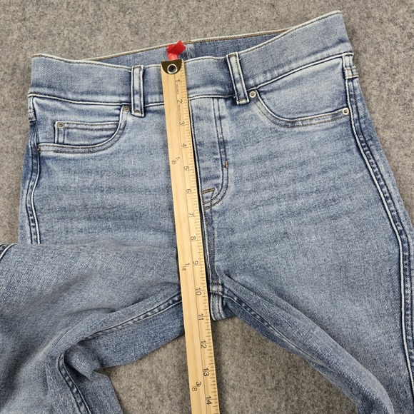 Spanx Kick Flare Jeans Womens Small Blue Denim Pull On Wide Leg Cropped - Picture 11 of 16